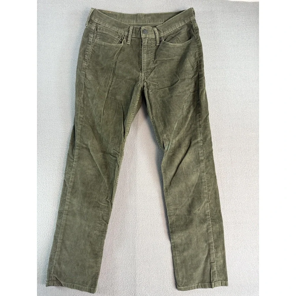 Levi's 514 Pants Mens 31x30 Green Regular Fit Corduroy Khakis Casual 5-Pocket